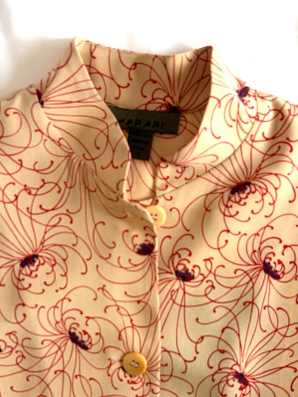 Harari silk top Small tan red vintage - Picture 4 of 9